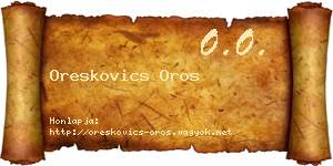 Oreskovics Oros névjegykártya